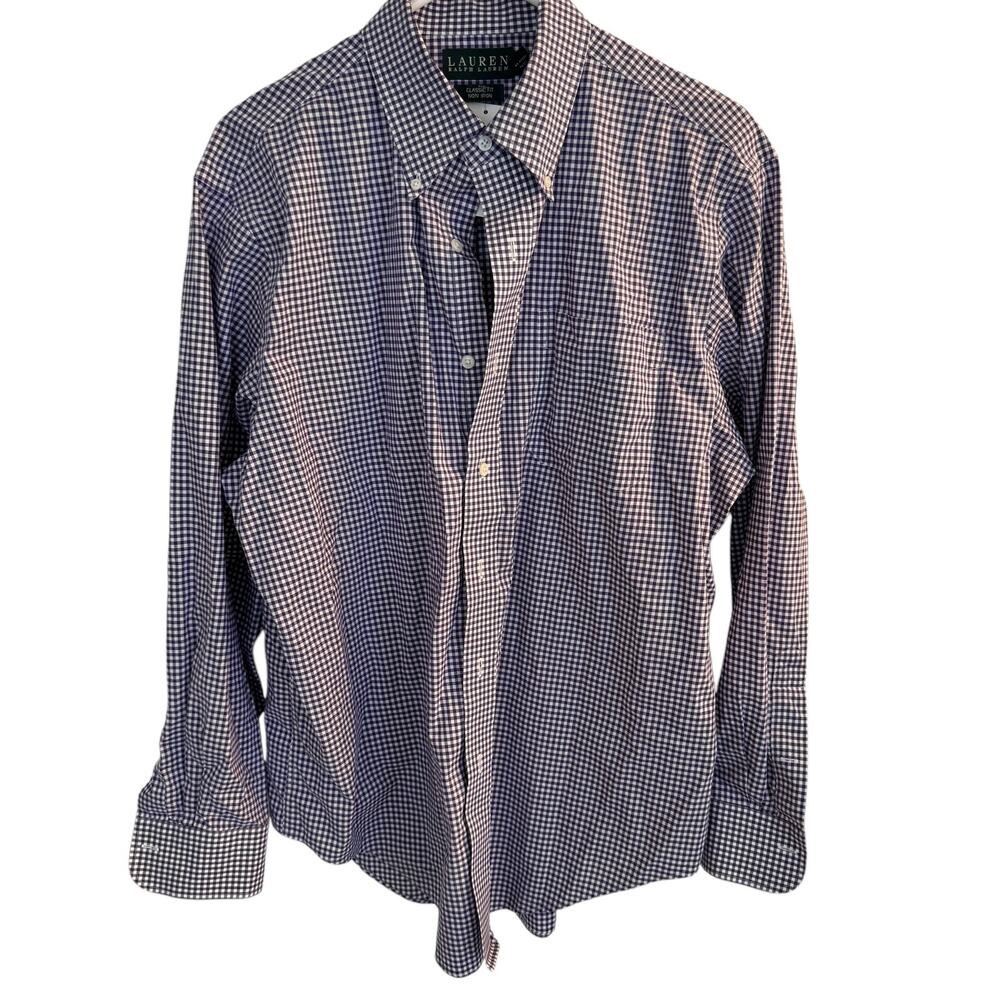 Lauren Ralph Lauren Shirt Men's Purple Plaid Button Down Collared Sz 16.5 34/35 - Picture 2 of 8
